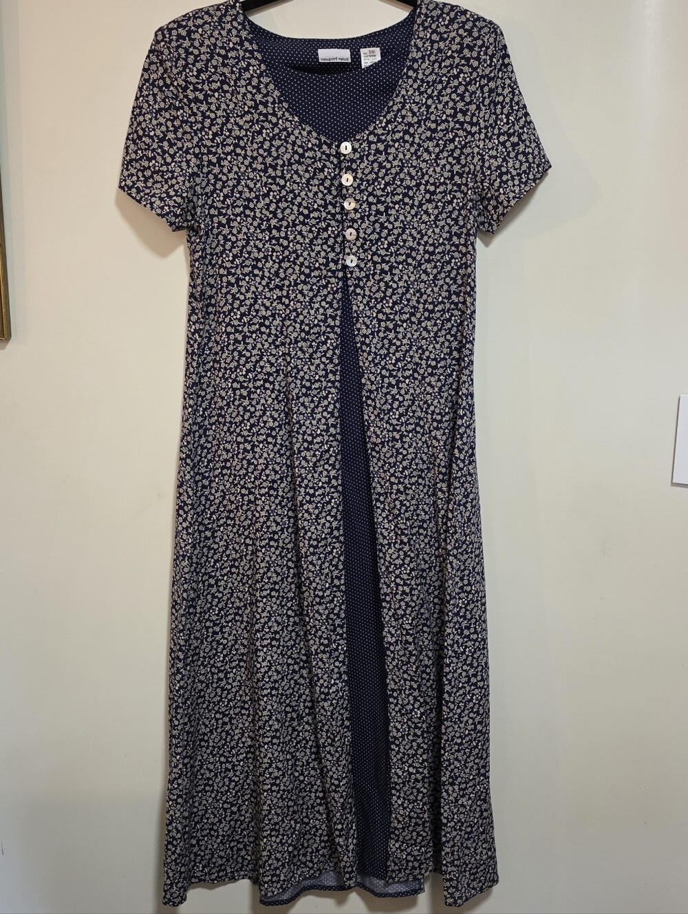 Newport News Navy and Cream Floral Button-Front Maxi